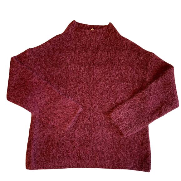 NWT Open Edit Y2K Boho Style Purple Fuzzy Moc Neck Boyfriend Cozy Sweater Small - Picture 1 of 10